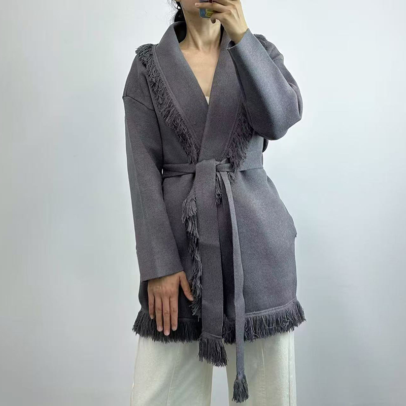 Ladies fringed long wool knit  - Wool Coat Peacoat review and price