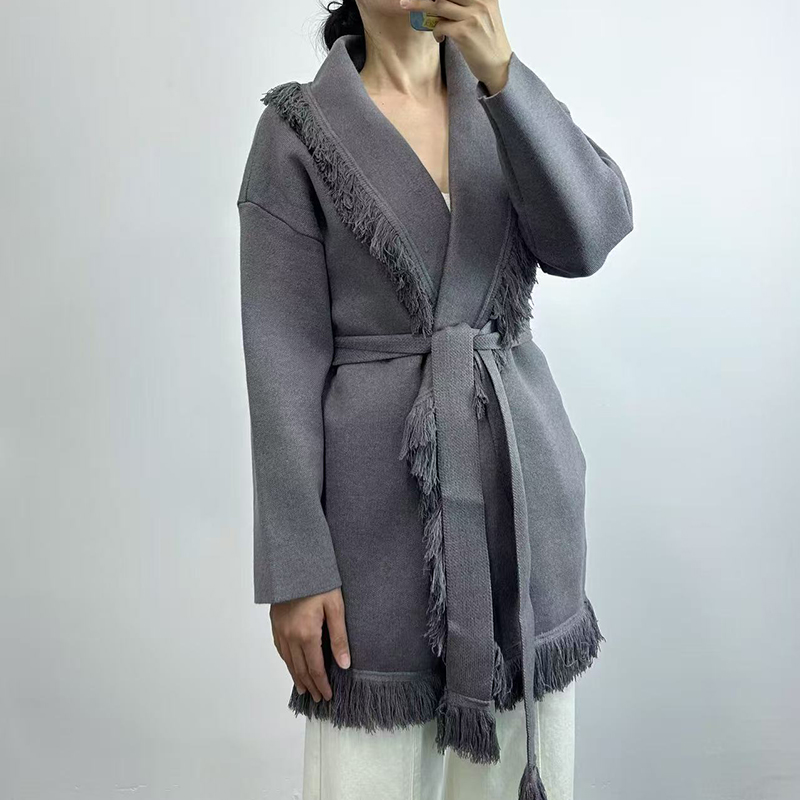 Ladies fringed long wool knit  - Wool Coat Peacoat review and price