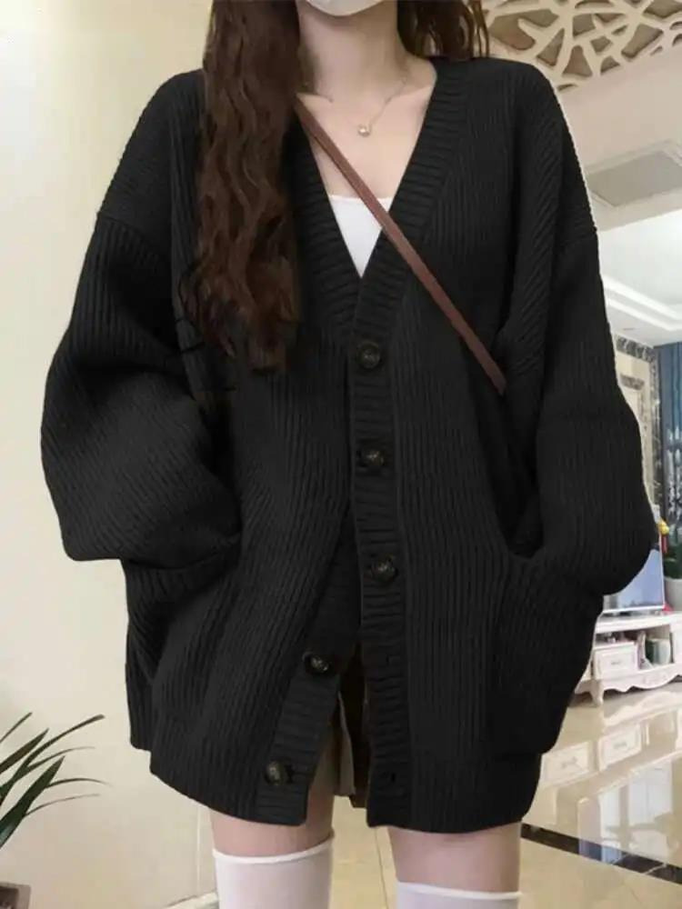 Loose Cardigan Women Long Slee - Wool Coat Peacoat review and price