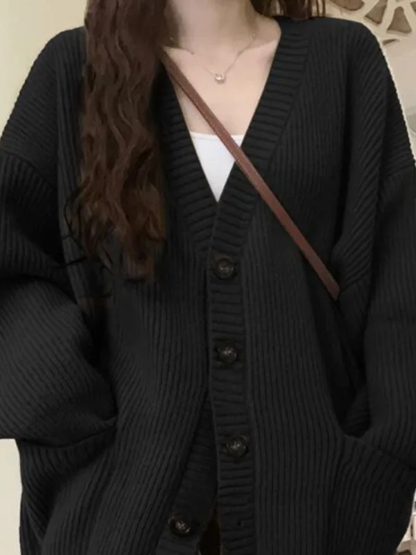Loose Cardigan Women Long Slee - Wool Coat Peacoat review and price