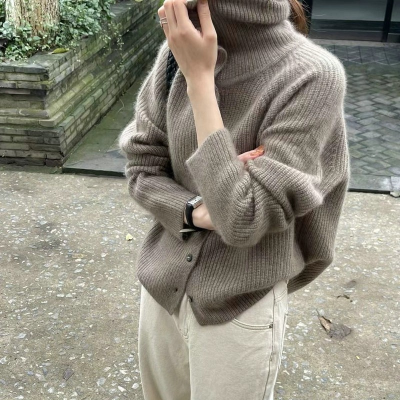 Turtleneck Cardigan Ladies 100 - Wool Coat Peacoat review and price